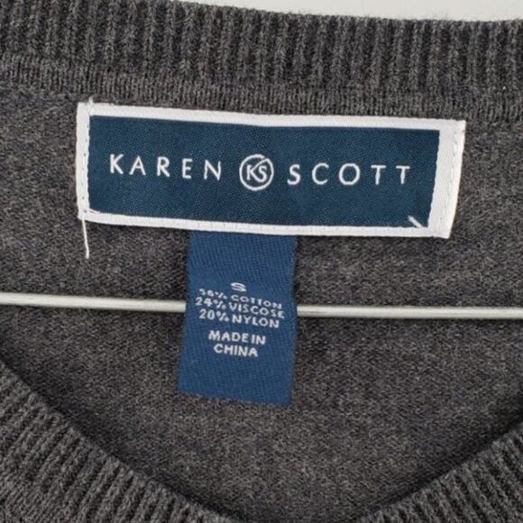 KAREN SCOTT Gray Button Down Cardigan Sweater Womens Size Small S - Picture 2 of 4